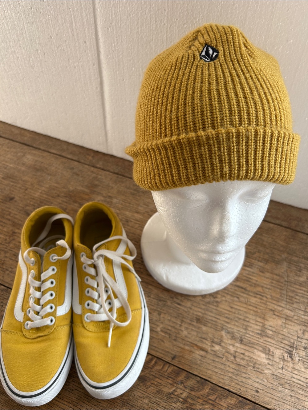 Volcom Adult Mustard Knit Beanie with Logo Patch. Unisex. - Picture 7 of 7